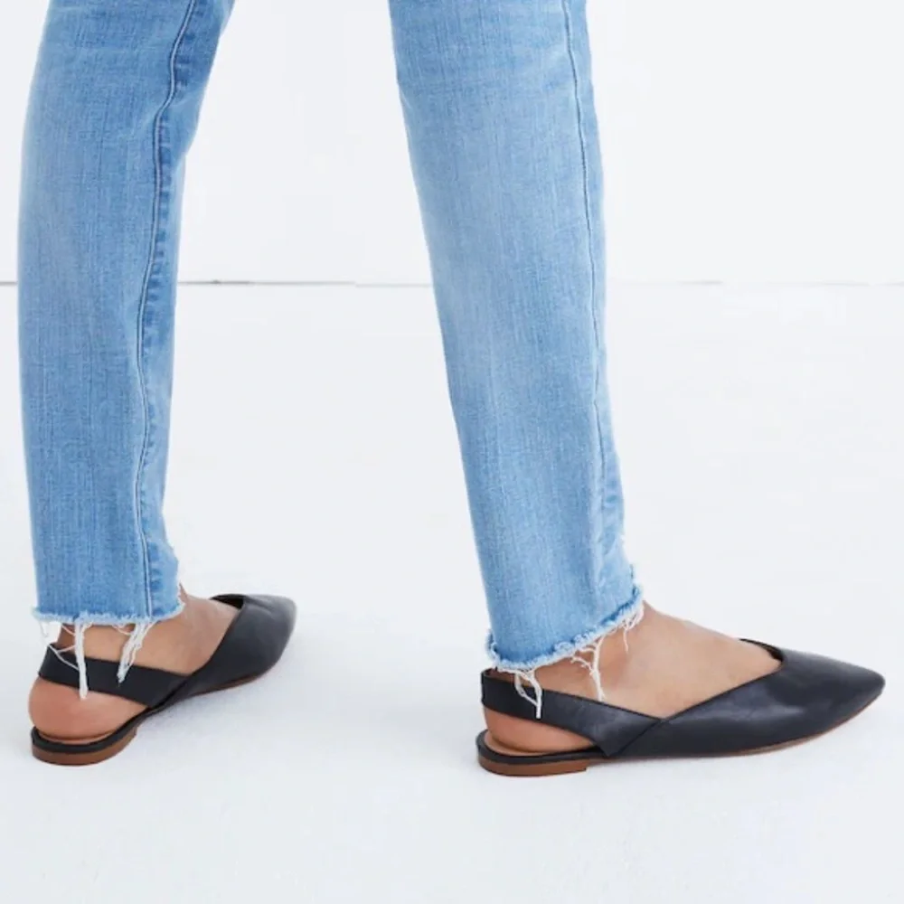 Madewell The Ava Slingback Flat Leather Black Size 7 Women's Business Travel Tan - Picture 11 of 11